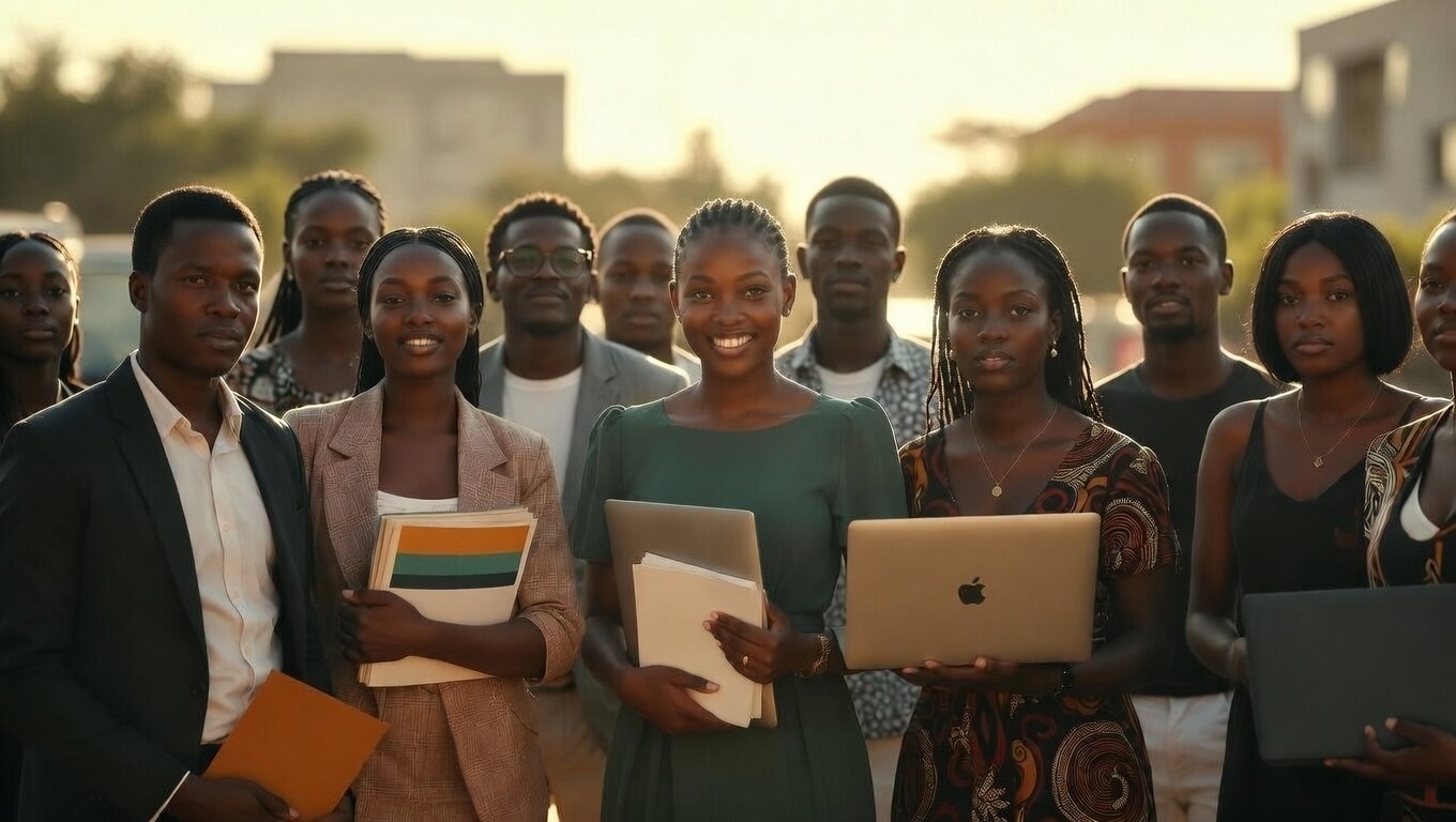 African graduates standing together